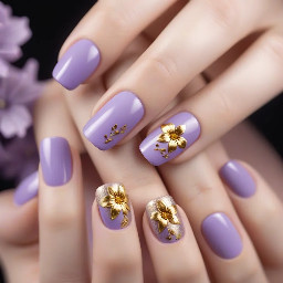 Short lilac design with single gold flower simple teens