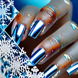 frozen blue chrome nails with white french tip