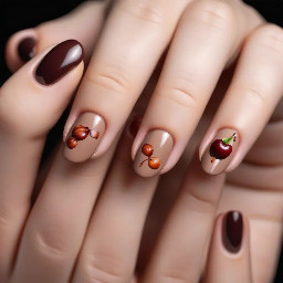 Almond shaped cherry mocha manicure.