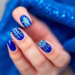 Royal blue nails that would go with a sparkly blue dress