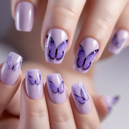 Lavender butterfly wings painted on the tips