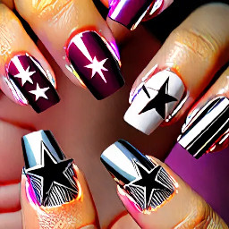 1 being the big finger and 5 being pinky. 1.3D art chrome 2.a big star 3. Solid color Carrey 4. Chrome lines 5. Solid color wine