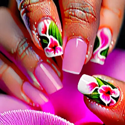 Pink beach flower French tip