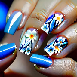 White base, blue aura, white blooming flower