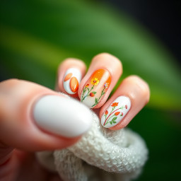 I want a unique almond nail design for farm chic and fun