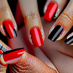 Red and black with a bow nails