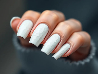 white nail design with croc nails