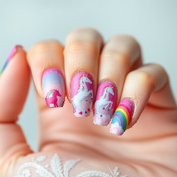 pink fluffy unicorns dancing on rainbows