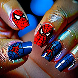 New York themed nails, but with a Spider-Man nail in there