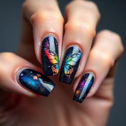 Make a birthday 3D flower and butterfly galaxy ombre with dark colors and little bit light colors