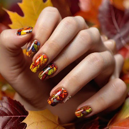 Birthday nails, autumn colours, maximalist, maybe stainglass effect
