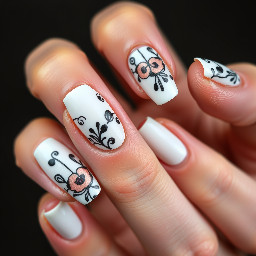 Eu queria uma unhas grandes falsas pintadas em branco