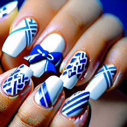 White and blue bows almond
