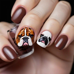 marron nails that say luray or have a bulldog
