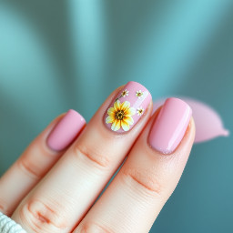Cute pink nails for teenagers with flowers