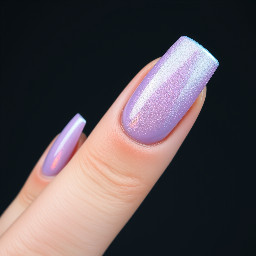 Short Stiletto nails, Baige builder gel, lilac aurora effekt, Silver line work that looks alternative/rock/metal