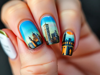 Squar shirt nails based off of the lines a trip album cover