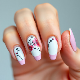 Apothecary Diaries Anime style, Minimalistic Jinshi and Mao Mao. Almond shaped with french tips.