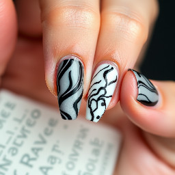 marron nails that say luray in marroon white and black