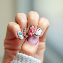 Given inspired nails. Make them recognizable, not subtle. I dont want anything too detailed though, it needs to be manageable for the nail artist.