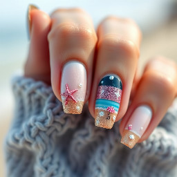 Beachy nails that are all naturall