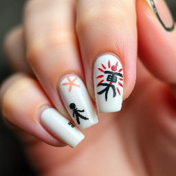 Create a Jujutsu kaisen gojo themed nails that are subtle and cute