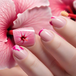 Pink beach French tip Hibiscus