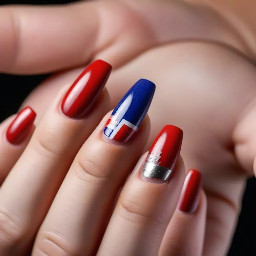 crea un'immagine di unghie a mandorla russa lunghe tema repubblica dominicana ma semplici