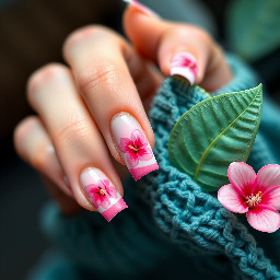 Pink beach French tip Hibiscus
