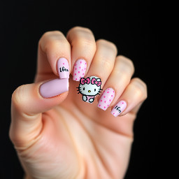 Hello kitty 16th birthday simple nails