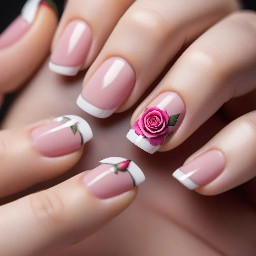 French tip with rose