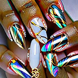 Prompt  Ultra-luxury couture nail art, long almond-shaped nails with a flawless high-gloss finish. A sophisticated blend of pearlescent chrome, translucent jelly layers, iridescent aurora shimmer, and delicate white marble veining accented with fine metallic gold foil. Each nail features a unique composition including hand-painted orchids, miniature butterflies, crystalline dew drops, floating holographic flakes, and tiny freshwater pearls. Soft blush pink fades seamlessly into milky ivory with hints of champagne and opal. Ultra-realistic lighting, professional salon quality, macro beauty photography, razor-sharp detail, elegant feminine luxury aesthetic, premium editorial fashion styling, award-winning nail competition design, perfectly manicured cuticles, luxury spa presentation, highly detailed textures, photorealistic, 8K, masterpiece.  Negative Prompt  blurry, low quality, cartoon, illustration, flat colors, poorly painted nails, deformed fingers, extra fingers, chipped polish, dirty nails, watermark, text, logo, oversaturated, unrealistic anatomy, duplicate nails, bad lighting, low resolution, noisy image.  Style Variations Quiet Luxury – nude beige, ivory chrome, gold micro-lines, subtle pearls. Mermaid Fantasy – aqua jelly, seashell chrome, pearls, holographic glitter. Dark Gothic – black obsidian chrome, silver filigree, roses, crystals. Cherry Blossom – pastel pink, sakura petals, soft glitter, delicate branches. Celestial – midnight blue, galaxies, moons, stars, silver chrome. Autumn Luxe – tortoiseshell, amber, bronze foil, maple leaves. Winter Ice Queen – icy blue chrome, snowflakes, crystal diamonds. Tropical Paradise – hibiscus flowers, turquoise marble, gold leaf, palm accents.