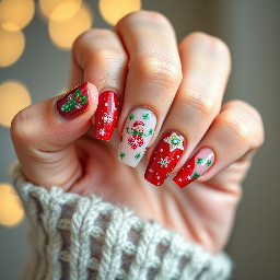 1990s Christmas manicure