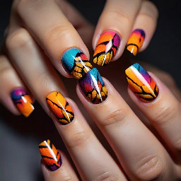 Short coffin shaped with a pattern inspired spired by Madagascan sunset moths