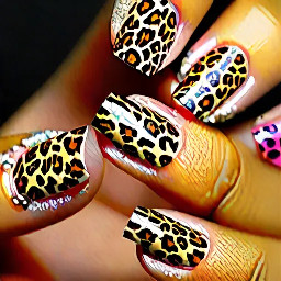 Bratz doll nails, leopard print glitter