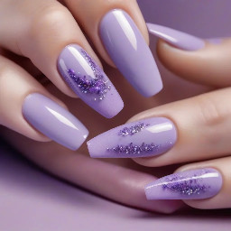 Lavender musty purple nails with sleek kindof y2k gorgous nail design for prom