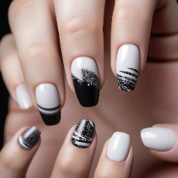 marroon white and black nails with pride