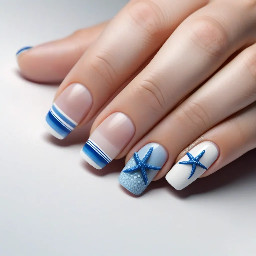 Can you make some nails normal link? The thumbs? Can you make it a white background a starfish with white dots for the suction and then the rest of the fingers, a white background and blue stripes?