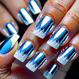 frozen blue chrome nails with white french tip