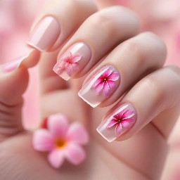 Pink beach flower French tip