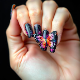 Make a birthday 3D flower and butterfly galaxy ombre with dark colors and little bit light colors