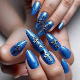 blue ankh almond sparkle