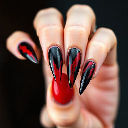 I want nails based on the song pretty little poison with red and black stiletto