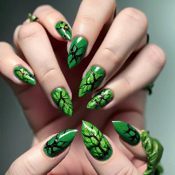 Simple yet intricate nails based on DC villain Poison Ivy. I want them to be badass yet whimsical