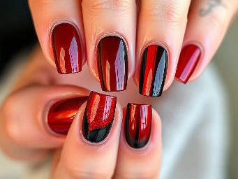 please make a couple of sets with a street wear style with the colors red and black and chrome please