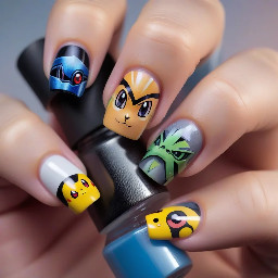 Pokemon and Starwars nails one hand pokemon one hand starwars