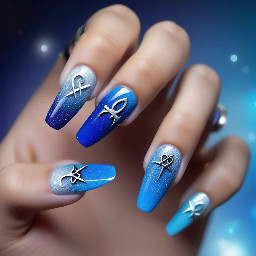 blue ankh ombre pentagram sparkle
