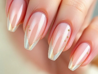 Aesthetic Short Almond Cat-Eye Nail Set  Short almond-shaped nails featuring a luxurious magnetic cat-eye effect with a soft velvet finish. The base is a sheer milky nude overlaid with a shimmering champagne, rose gold, and pearlescent cat-eye polish that shifts beautifully in the light. Each nail has a delicate glazed chrome sheen for extra depth. Accent nails feature tiny gold stars, micro pearls, and subtle crystal accents near the cuticles, while ultra-thin metallic gold outlines add an elegant touch. The overall color palette is soft, dreamy, and neutral with warm champagne tones, creating a clean-girl, coquette-inspired aesthetic. Finished with a high-gloss top coat for a sophisticated, salon-quality look that is timeless, feminine, and effortlessly chic.
