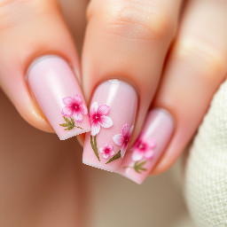 Pink beach flower French tip