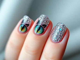 swarovski nail crystals w cat eye short